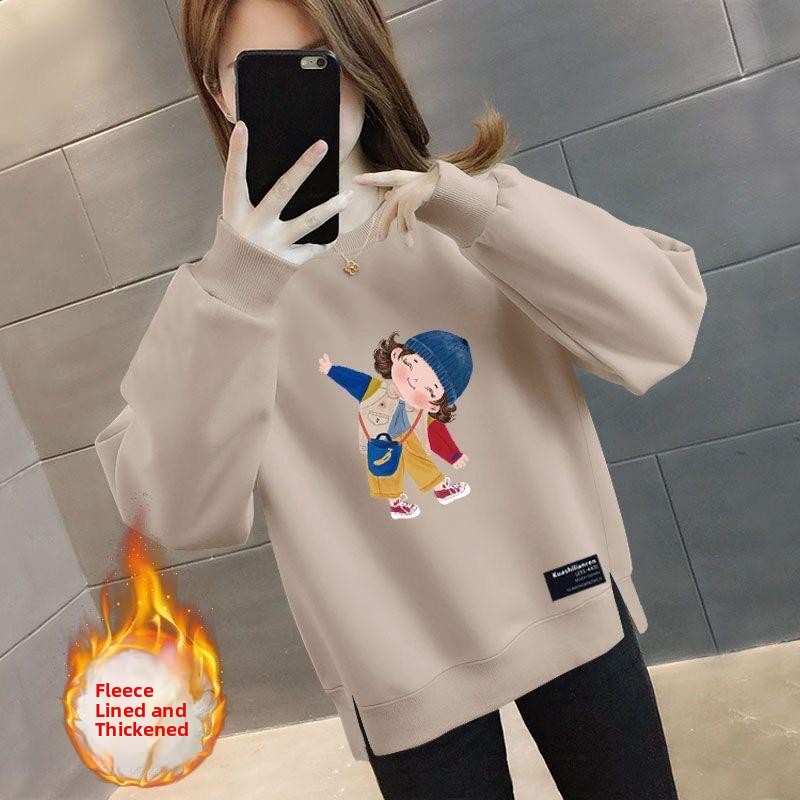 Oversized Crewneck Fleece - Sweatshirt Wanita Oversize Bahan Fleece Tebal