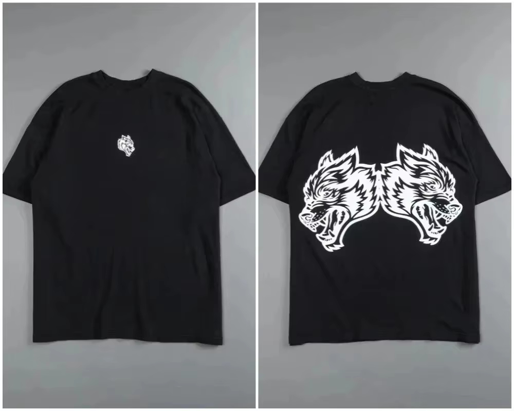 Street Fashion High End - Kaos Retro Black Wolf Head High