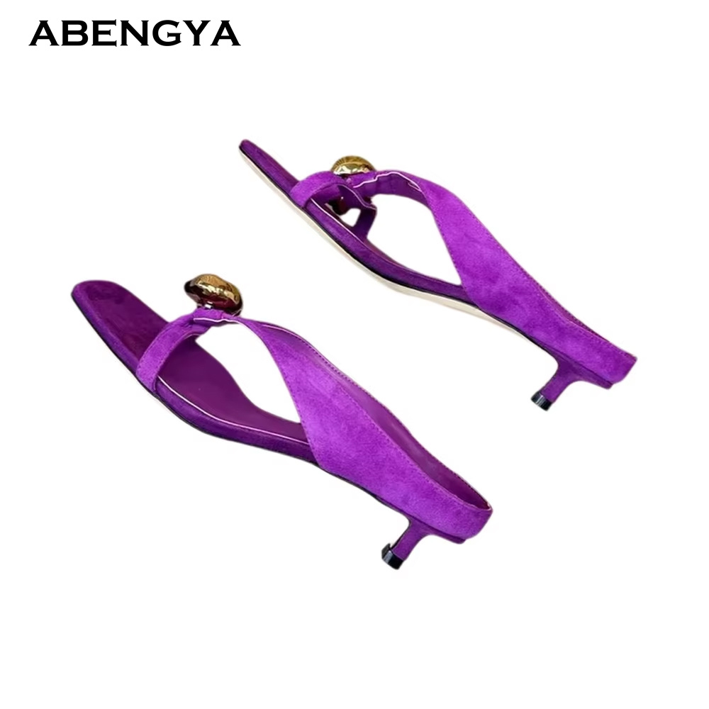 Street Fashion Clothing - Sandal Suede Musim Panas 2026 Wanita,