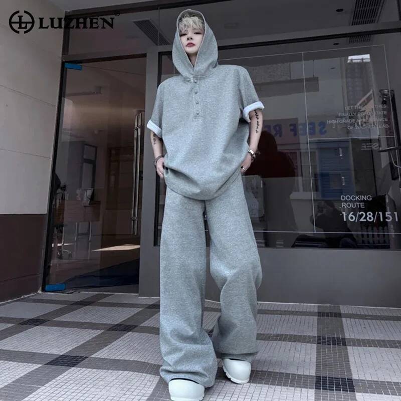Street Fashion Hoodie - LUZHEN Atasan Original Lengan Pendek 2026