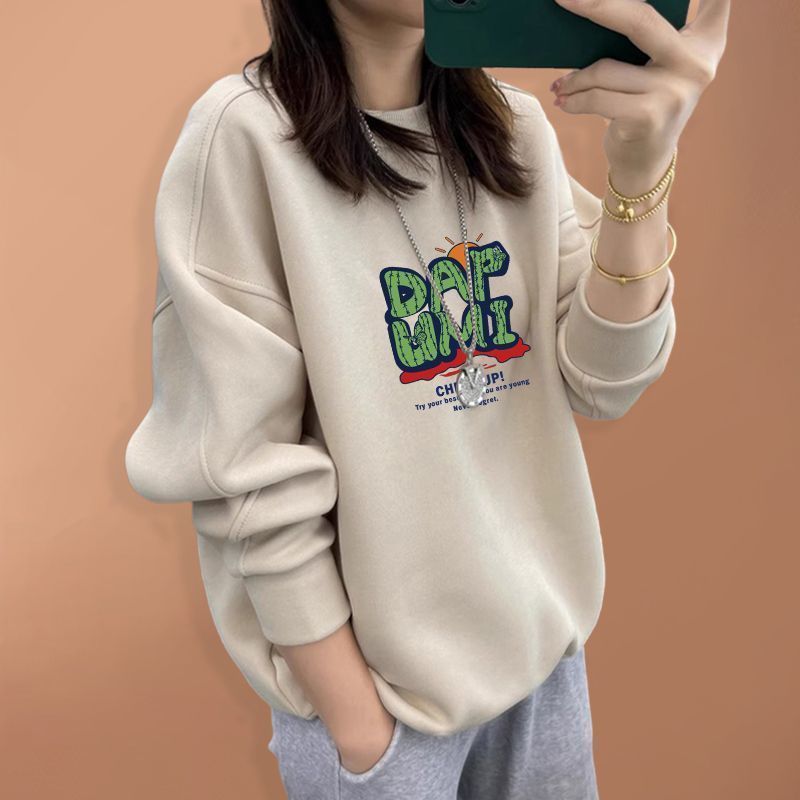 Oversized Crewneck Fleece - Sweatshirt Katun Murni Ukuran Besar Musim
