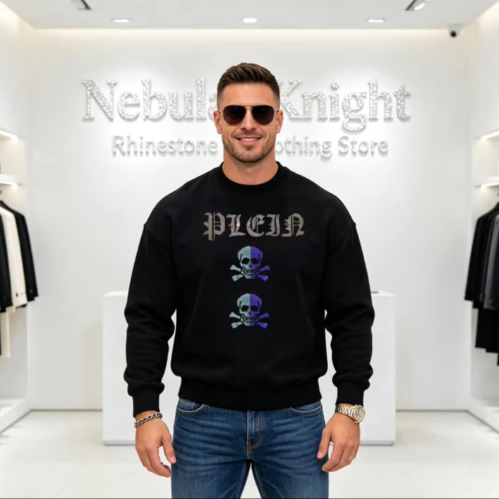 Oversized Crewneck Fleece - Sweatshirt Pria Oversized Kerah Bulat Berhias