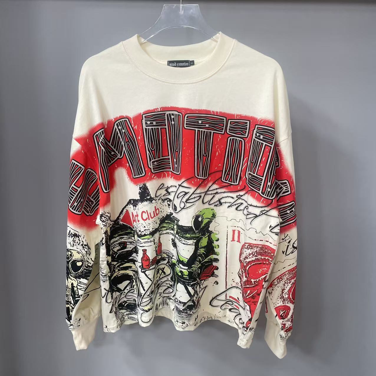 Street Fashion Clothing - Kaos Lengan Panjang MIXED-EMOTION Desainer Berkualitas