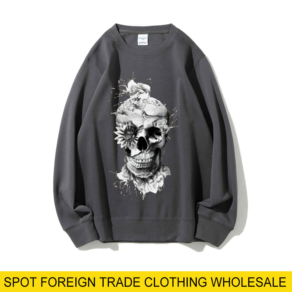 Oversized Crewneck Fleece - Sweater Oversize Motif Tengkorak Longgar Kasual