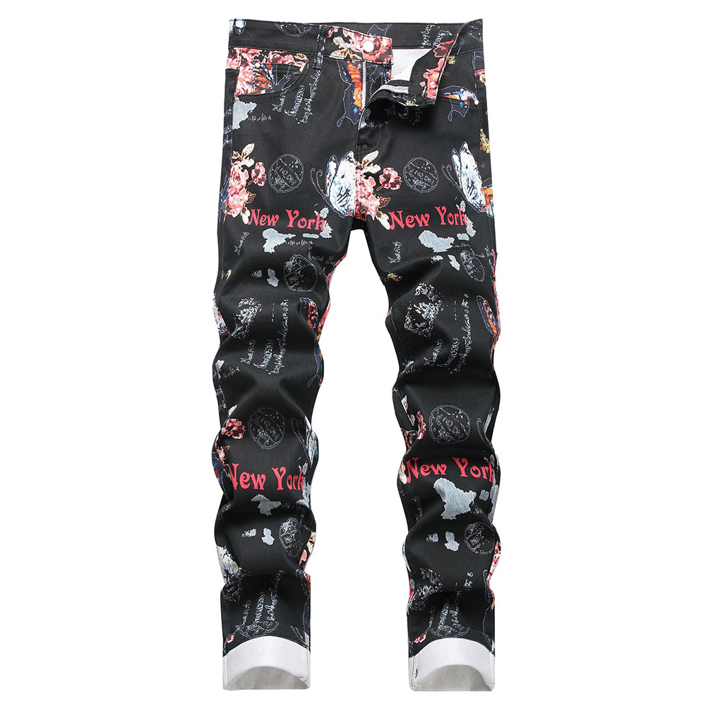 Street Fashion In New York - Celana Jeans Pria Motif Digital Cetak
