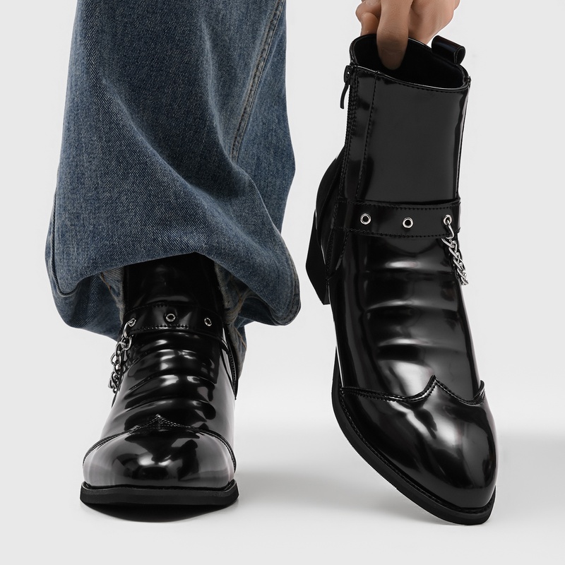 Street Fashion High End - Sepatu Chelsea Rantai Pria Populer dengan