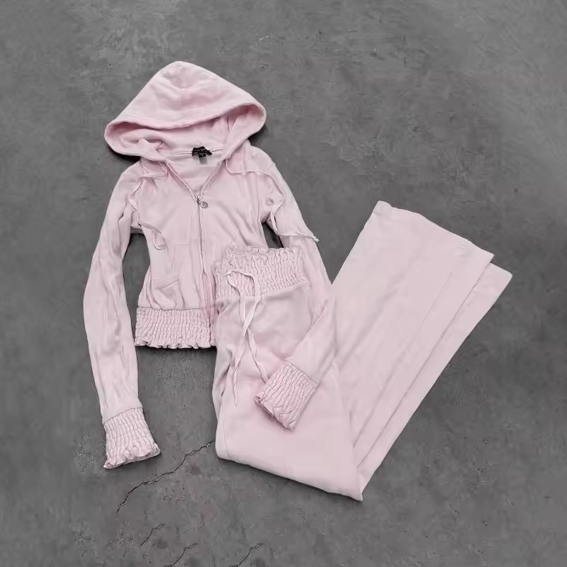 Street Fashion Hoodie - Setelan Dua Potong Kasual Modis Warna