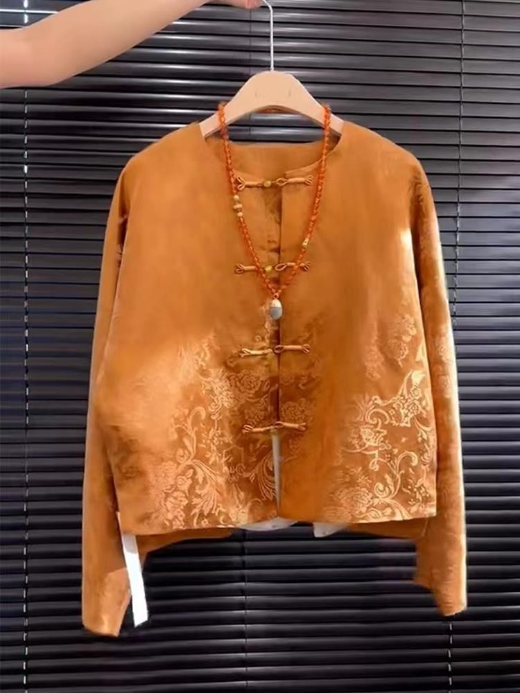 Street Fashion High End - Atasan Song Jin Bordir Bunga Oranye