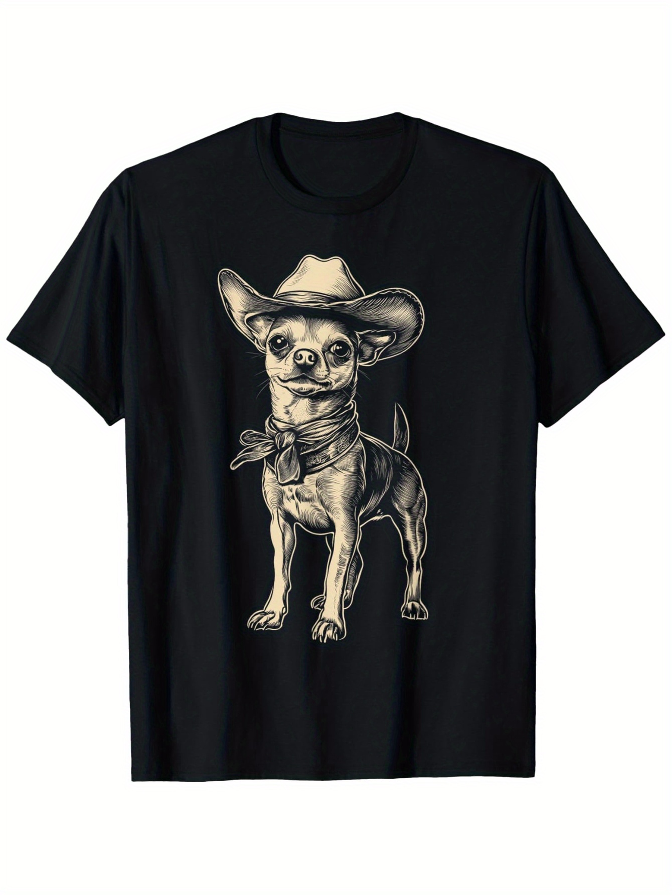 Street Fashion Co - Kaos Chihuahua yang Memakai Topi Sapi