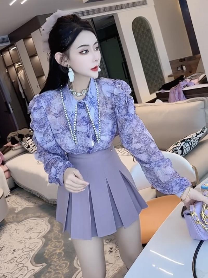 Kemeja sifon Motif lukisan tin - Street Fashion High End ulasan dan harga