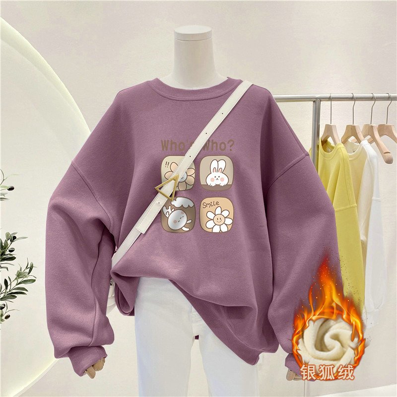 Sweatshirt Wanita Gaya Santai  - Oversized Crewneck Fleece ulasan dan harga