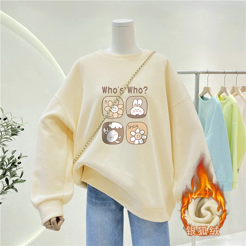 Sweatshirt Wanita Gaya Santai  - Oversized Crewneck Fleece ulasan dan harga