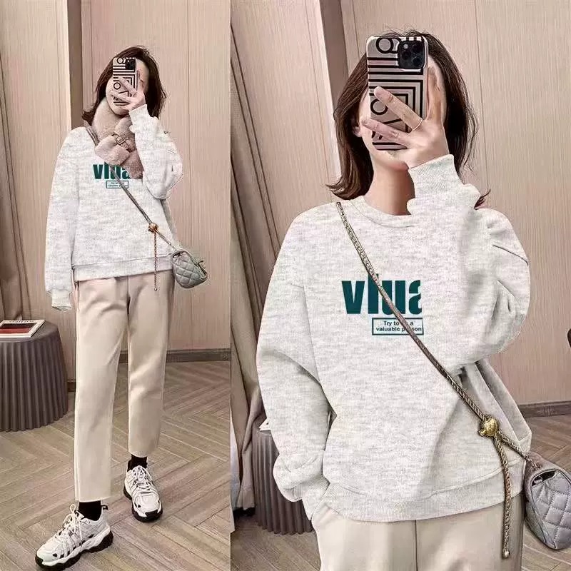 Sweatshirt Kerah Bulat Ukuran  - Oversized Crewneck Fleece ulasan dan harga