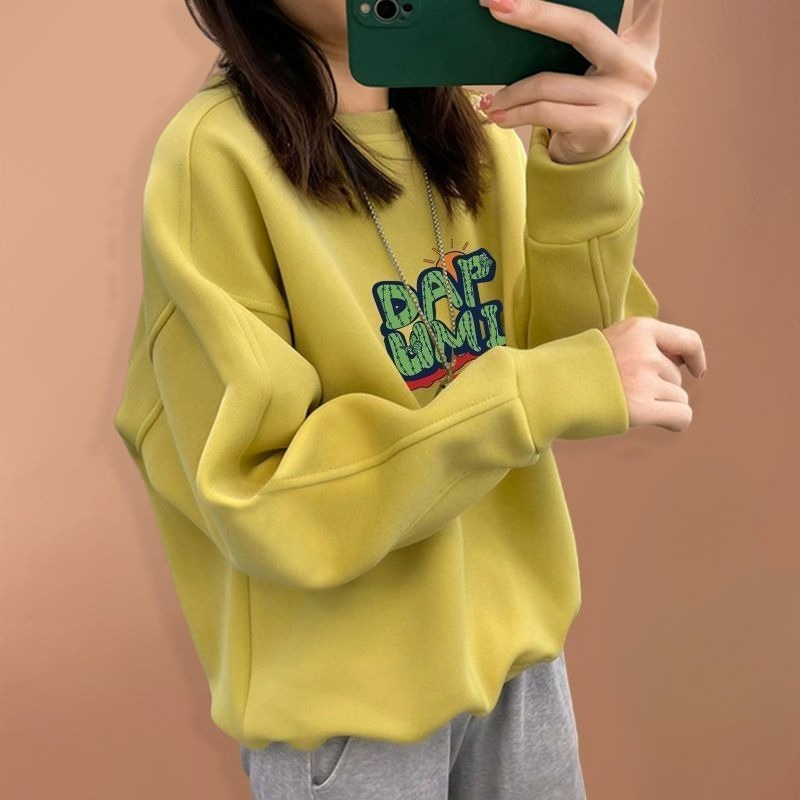 Sweatshirt Katun Murni Ukuran  - Oversized Crewneck Fleece ulasan dan harga