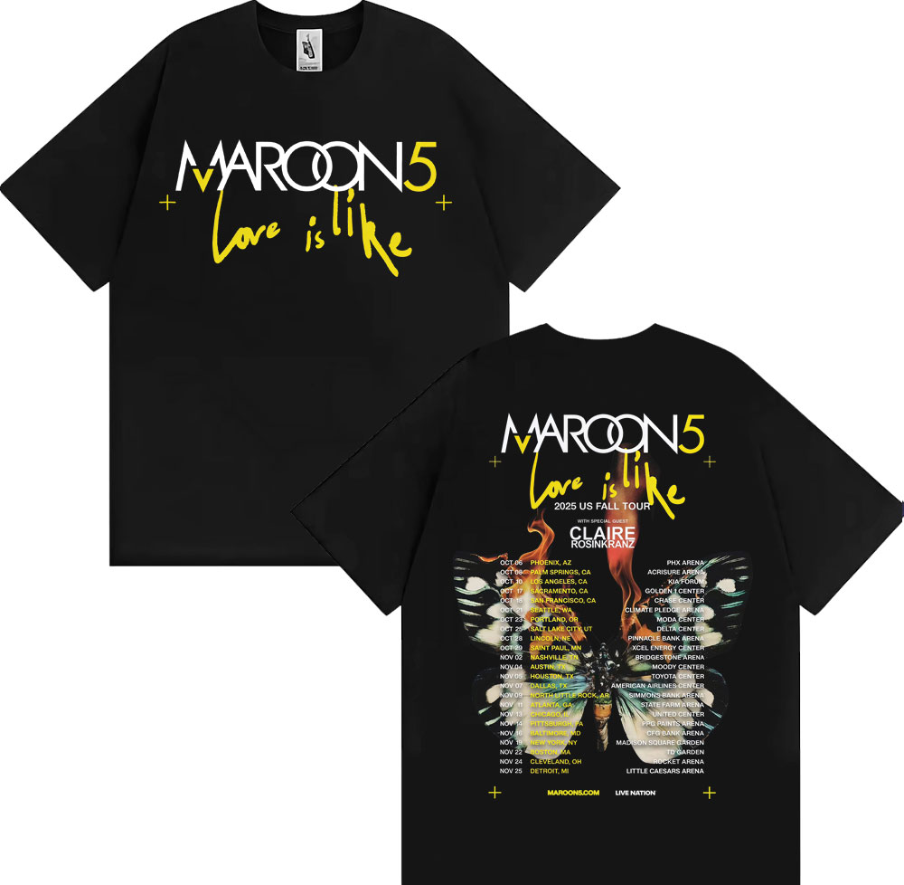 Band Maroon 5 Love Is Like US  - Street Fashion Fall 2025 ulasan dan harga