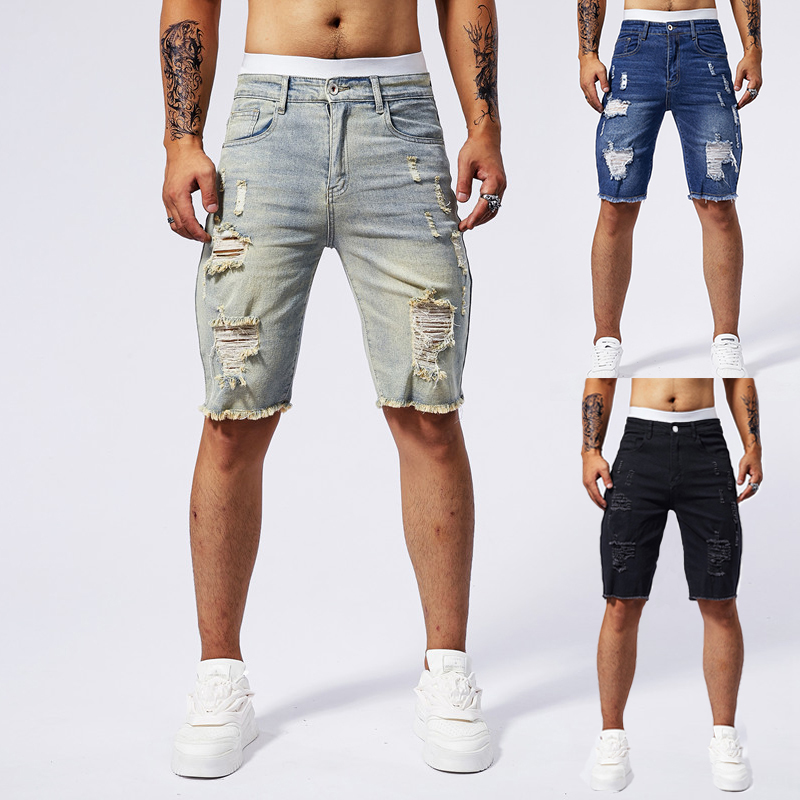 Celana Pendek Denim Robek Pria - Street Fashion Men 2025 ulasan dan harga