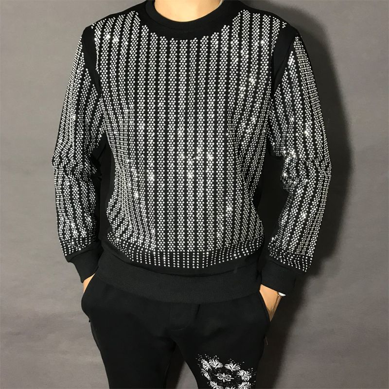 Sweatshirt Pria Mewah Berhias  - Oversized Crewneck Fleece ulasan dan harga