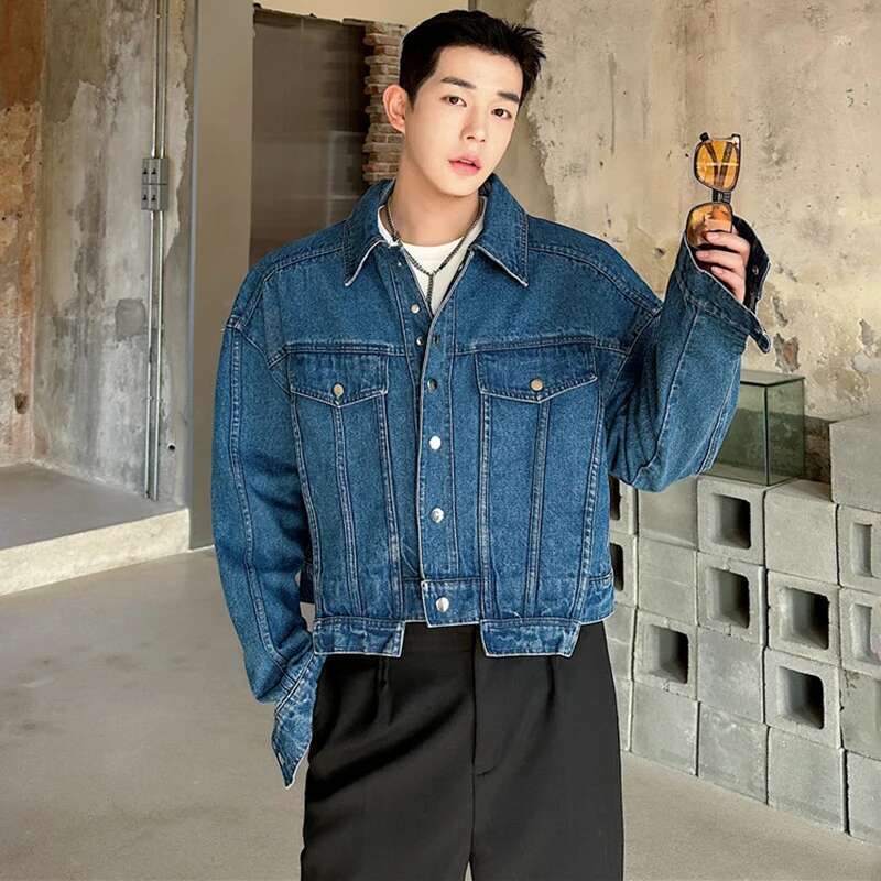 LUZHEN Jaket Pendek Denim Kepr - Street Fashion Men 2025 ulasan dan harga