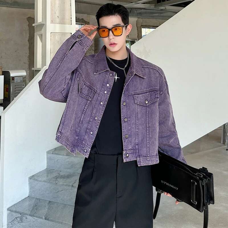 LUZHEN Jaket Pendek Denim Kepr - Street Fashion Men 2025 ulasan dan harga