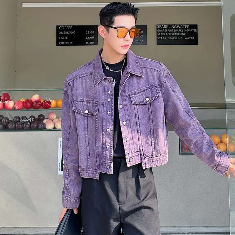 LUZHEN Jaket Pendek Denim Kepr - Street Fashion Men 2025 ulasan dan harga