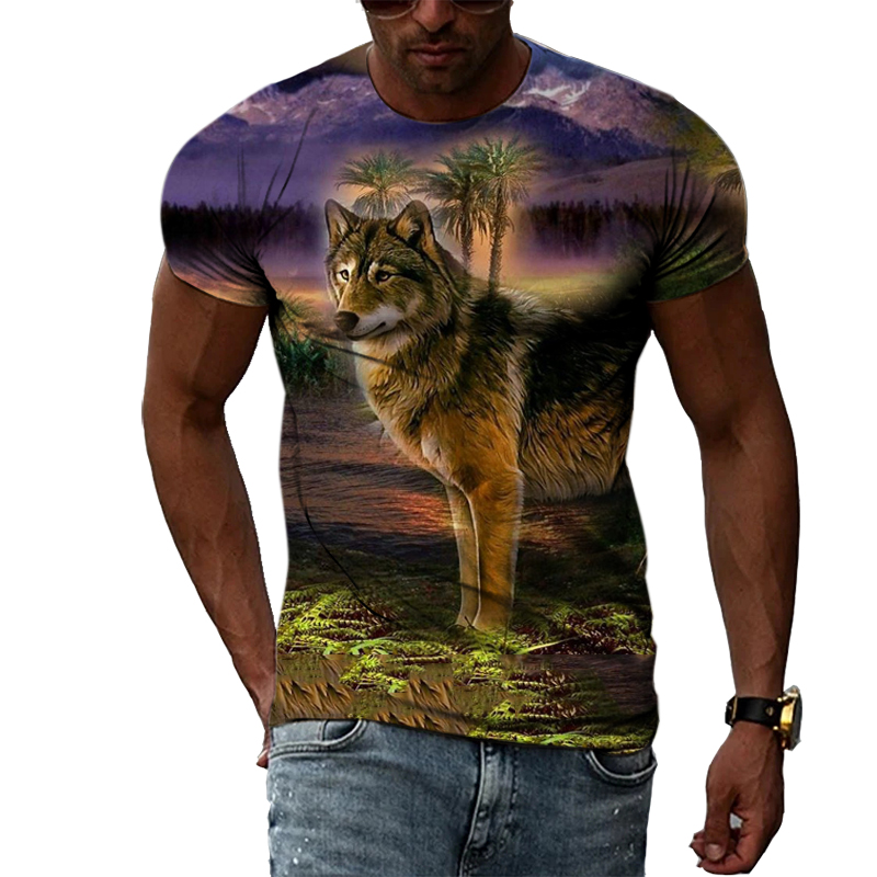 Kaos Gambar Hewan Pria Kasual  - Street Fashion Elements ulasan dan harga