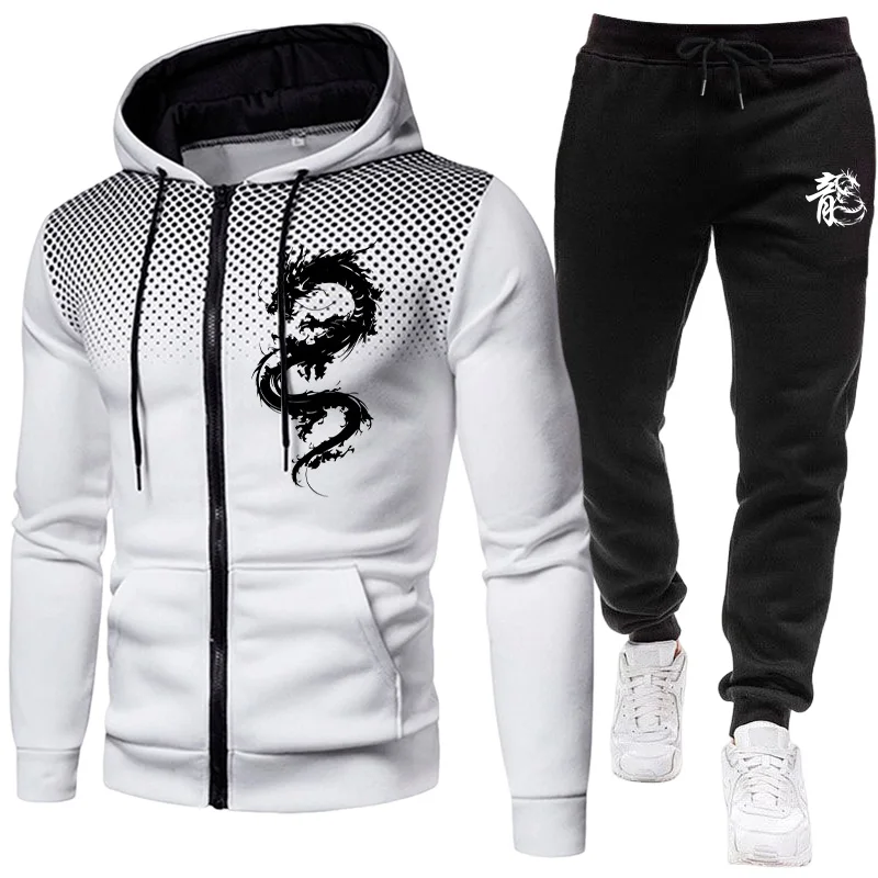 Setelan Pria Motif Naga Paris, - Street Fashion Hoodie ulasan dan harga