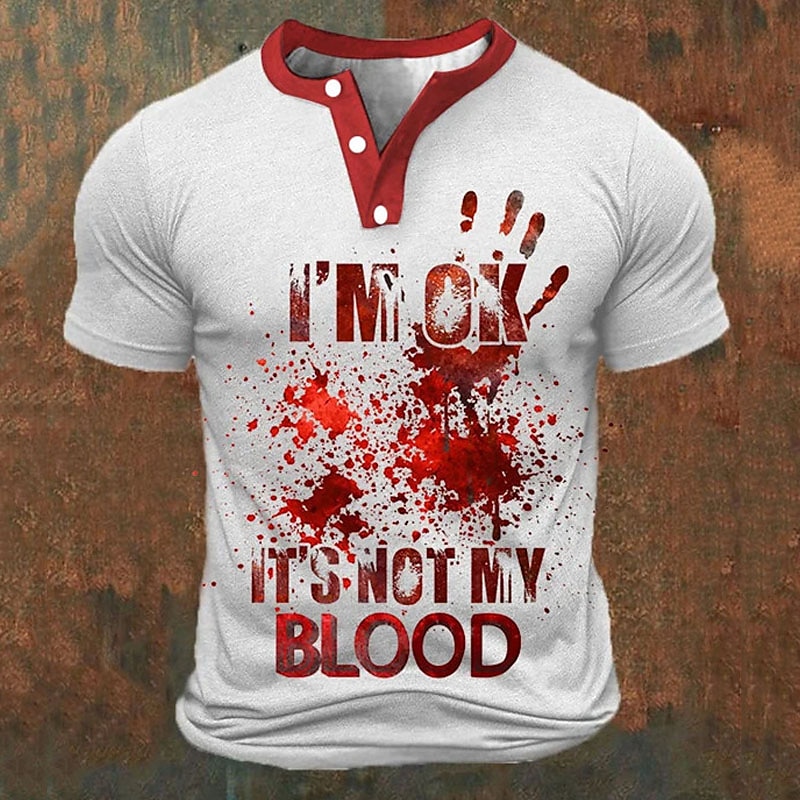 Kaos Henley Pria Cetak Huruf 3 - Street Fashion Clothing ulasan dan harga